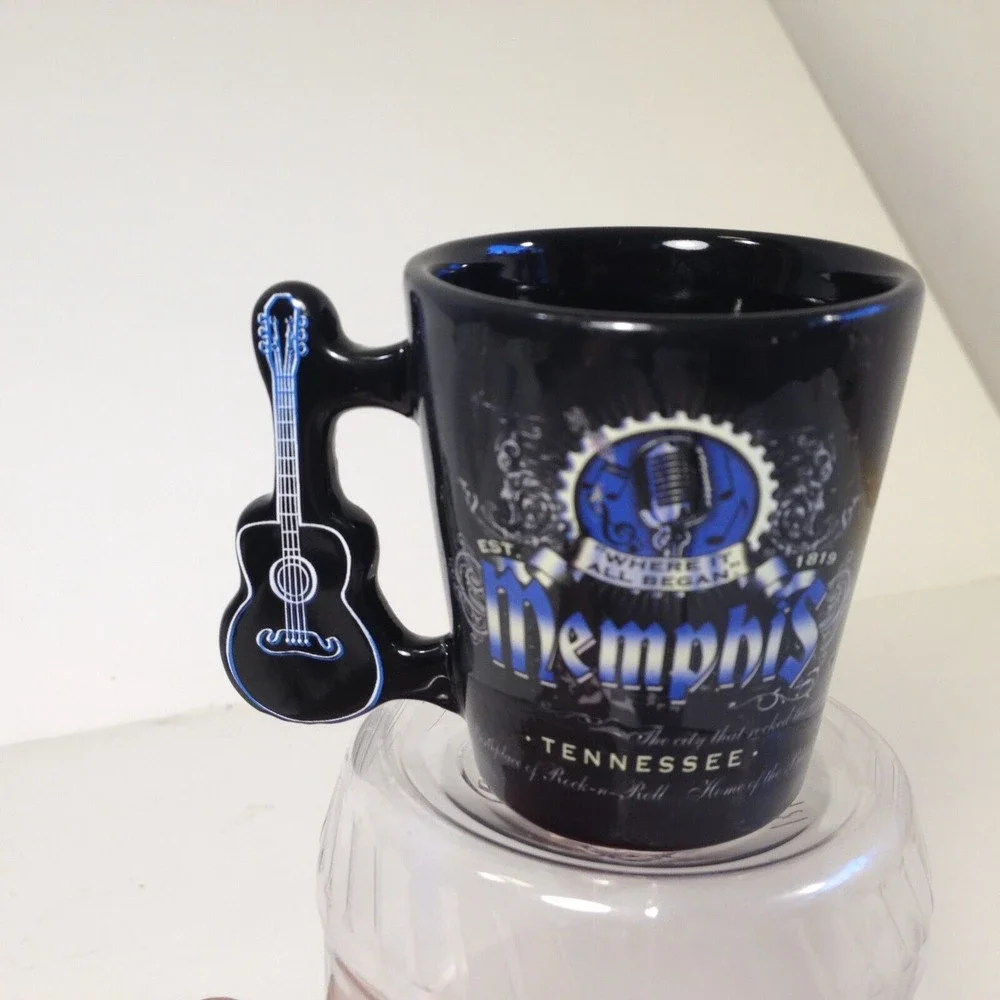 Vintage Souvenir Memphis Tennessee Guitar Handle Shot Glass Whiskey